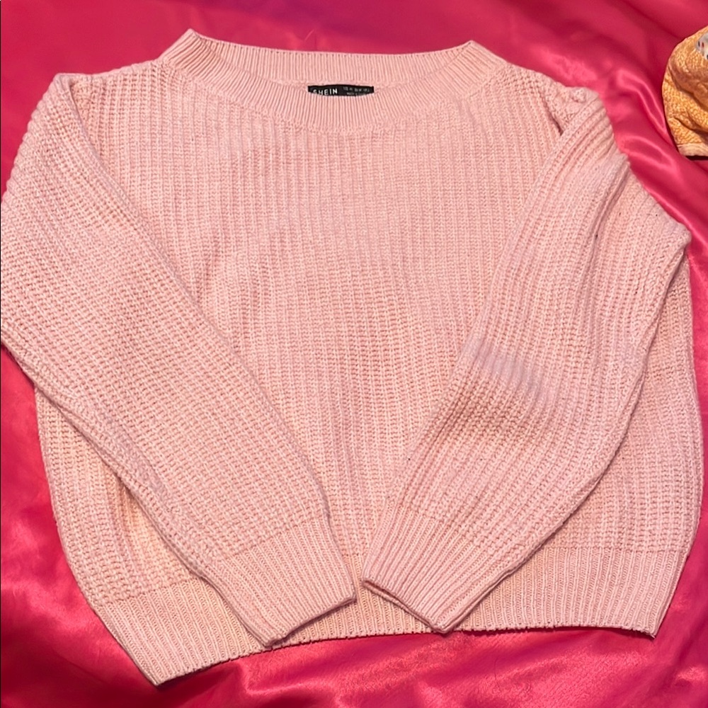 SHEIN Soft Pink Crew Neck Sweater